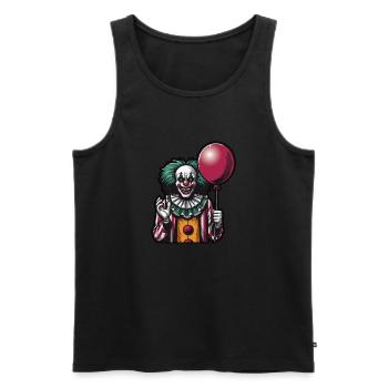 Creepy Cartoon clown with a Red Hair, scary smile - Men's Premium Organic Tank Top - black - Front - AI Model Male 178 light (178cm)