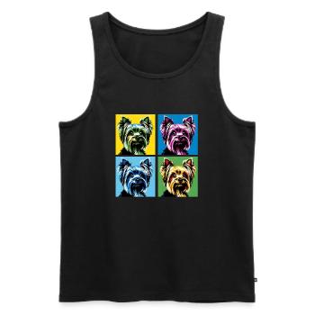 Pop Yorkshire Terrier Dog Portrait - Pet Portrait - Men's Premium Organic Tank Top - black - Front - Michal (187cm)