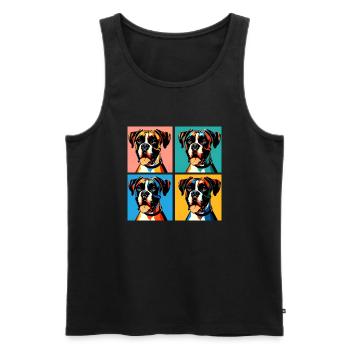 Pop Boxer Hund Porträt - Haustier Porträt - Männer Premium Bio Tank Top - Schwarz - Vorne - Michal (187cm)