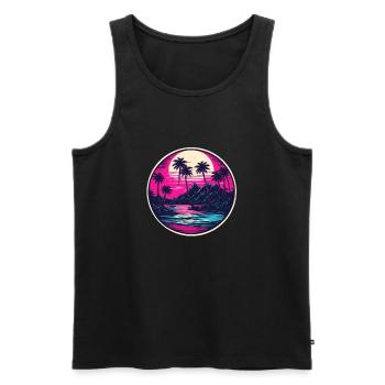 Plage / Île / Vacances / Été / Soleil / Mer - Débardeur bio Premium Homme - noir - Devant - Michal (187cm)