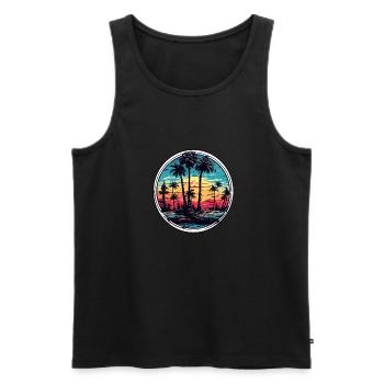Strand / Insel / Urlaub / Sommer / Sonne / Meer - Männer Premium Bio Tank Top - Schwarz - Vorne - Michal (187cm)