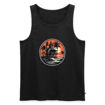 Strand / Insel / Urlaub / Sommer / Sonne / Meer - Männer Premium Bio Tank Top - Schwarz - Vorne - Michal (187cm)