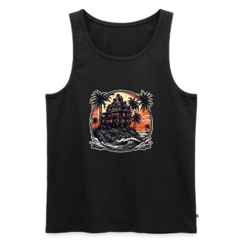 Strand / Insel / Urlaub / Sommer / Sonne / Meer - Männer Premium Bio Tank Top - Schwarz - Vorne - Michal (187cm)