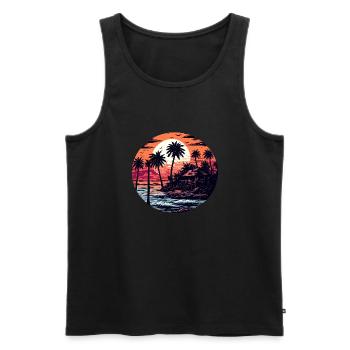 Strand / Insel / Urlaub / Sommer / Sonne / Meer - Männer Premium Bio Tank Top - Schwarz - Vorne - Michal (187cm)
