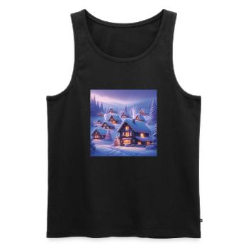 Winterliche Kleinstadt - Männer Premium Bio Tank Top - Schwarz - Vorne - AI Model Male 178 light (178cm)
