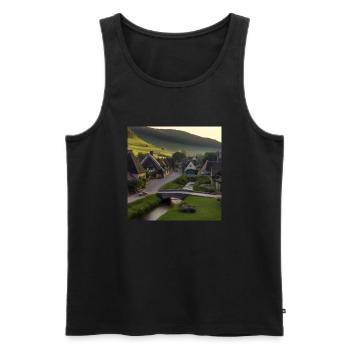 Petite ville idyllique - Débardeur bio Premium Homme - noir - Devant - AI Model Male 178 light (178cm)