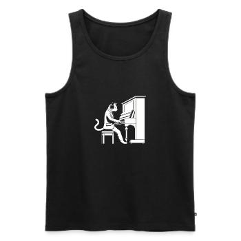 Klaviervirtuose Whiskers - Katze am Klavier - Männer Premium Bio Tank Top - Schwarz - Vorne - Michal (187cm)