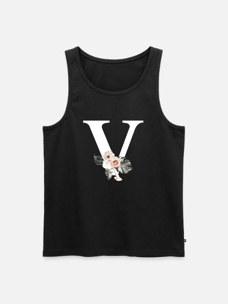 Tropical Floral V Letter - Men's Premium Organic Tank Top - black
