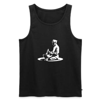 "Elvish Sound Meditation" - Men's Premium Organic Tank Top - black - Front - AI Model Male 178 light (178cm)