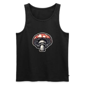 Pilz / Mushroom / Wiese / Wald / Goa / Psy - Männer Premium Bio Tank Top - Schwarz - Vorne - Michal (187cm)