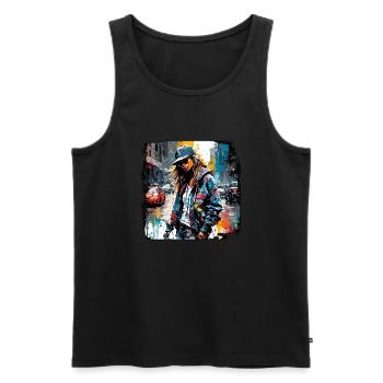 Rapper / Hip Hop / Song / Cool / Rhymes / Beat - Men's Premium Organic Tank Top - black - Front - Michal (187cm)