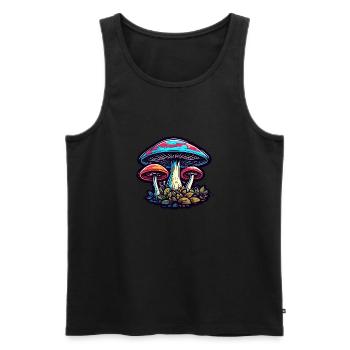 Pilz / Mushroom / Wiese / Wald / Goa / Psy - Männer Premium Bio Tank Top - Schwarz - Vorne - Michal (187cm)