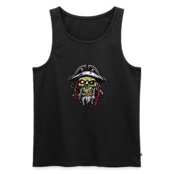 Pirat / Ahoi / Anker / Kapitän / Totenkopf / Rum - Männer Premium Bio Tank Top - Schwarz - Vorne - AI Model Male 178 light (178cm)
