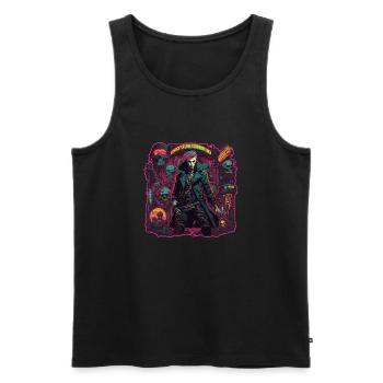 Cyberpunk / Design / Logo / Frau / Mantel / Gothic - Männer Premium Bio Tank Top - Schwarz - Vorne - AI Model Male 178 light (178cm)