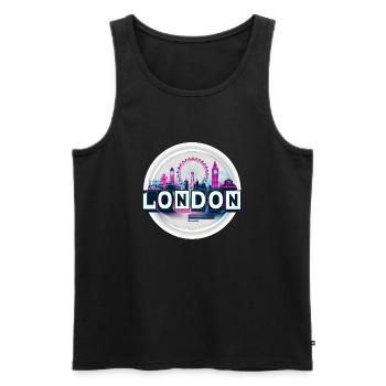 London - Synthwave Colourful Tee Design Typography - Men's Premium Organic Tank Top - black - Front - Michal (187cm)