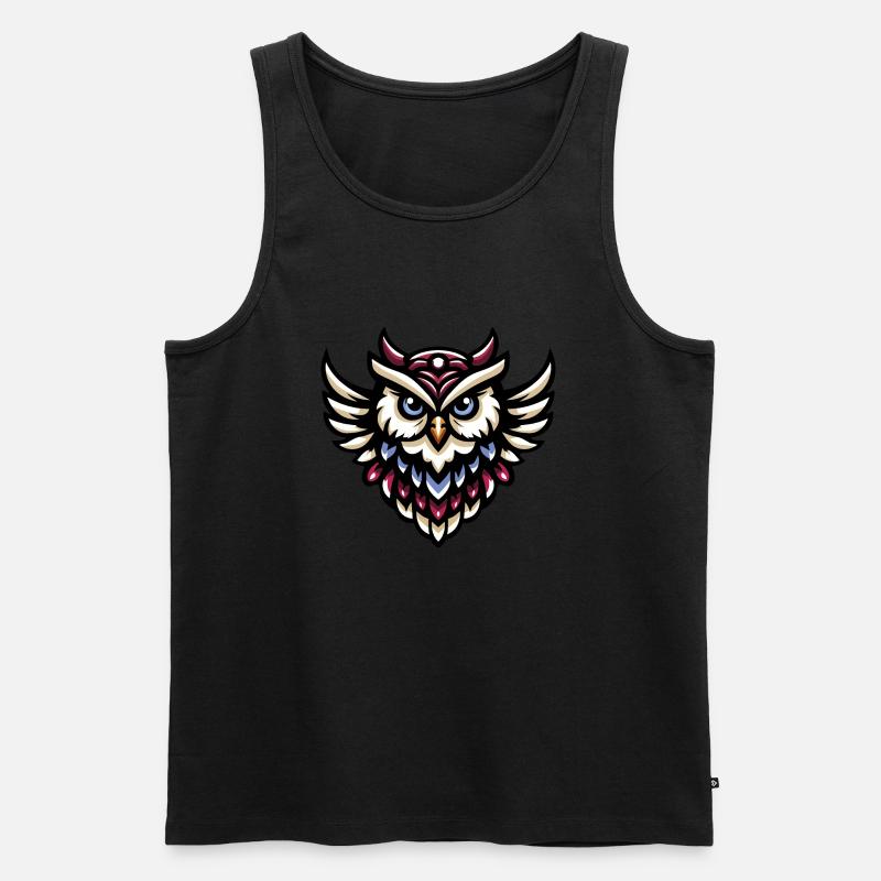 Coole fliegende Eule - Männer Premium Bio Tank Top - Schwarz