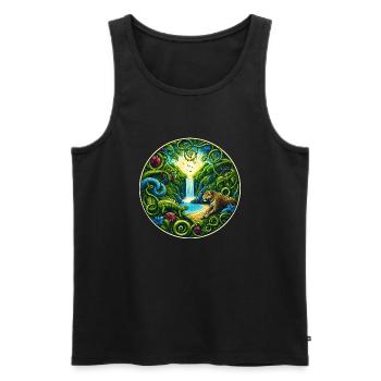 Wasserfall im Regenwald - Männer Premium Bio Tank Top - Schwarz - Vorne - AI Model Male 178 light (178cm)