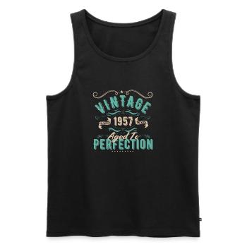Vintage 1957 - 1957 Birthday Gift - Men's Premium Organic Tank Top - black - Front - AI Model Male 178 light (178cm)