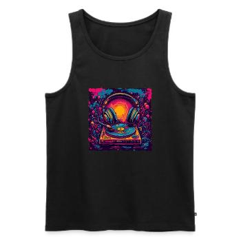 Headphones / Audio / Music / Sound / Cool - Men's Premium Organic Tank Top - black - Front - AI Model Male 178 light (178cm)