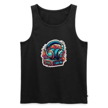Headphones / Audio / Music / Sound / Cool - Men's Premium Organic Tank Top - black - Front - AI Model Male 178 light (178cm)