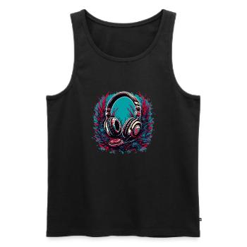 Headphones / Audio / Music / Sound / Cool - Men's Premium Organic Tank Top - black - Front - AI Model Male 178 light (178cm)