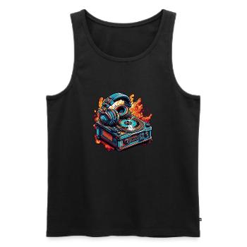 Headphones / Audio / Music / Sound / Cool - Men's Premium Organic Tank Top - black - Front - AI Model Male 178 light (178cm)