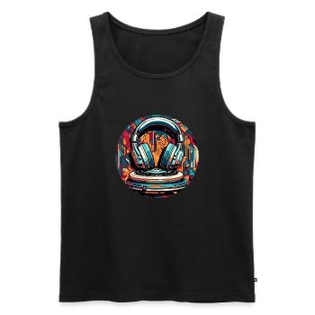 Headphones / Audio / Music / Sound / Cool - Men's Premium Organic Tank Top - black - Front - AI Model Male 178 light (178cm)