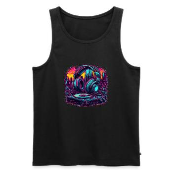 Headphones / Audio / Music / Sound / Cool - Men's Premium Organic Tank Top - black - Front - AI Model Male 178 light (178cm)