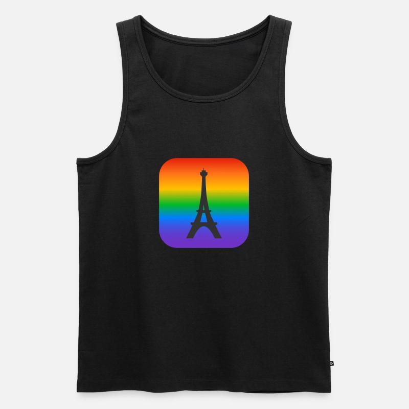 Pariser Regenbogen-Eiffelturm - Männer Premium Bio Tank Top - Schwarz
