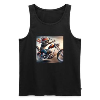 Gato Loco Coole Biker Katze Mit Helm Chopper Cat - Männer Premium Bio Tank Top - Schwarz - Vorne - AI Model Male 178 light (178cm)