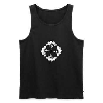 Fleur d'hibiscus en mandala minimaliste zen 02 - Débardeur bio Premium Homme - noir - Devant - Michal (187cm)