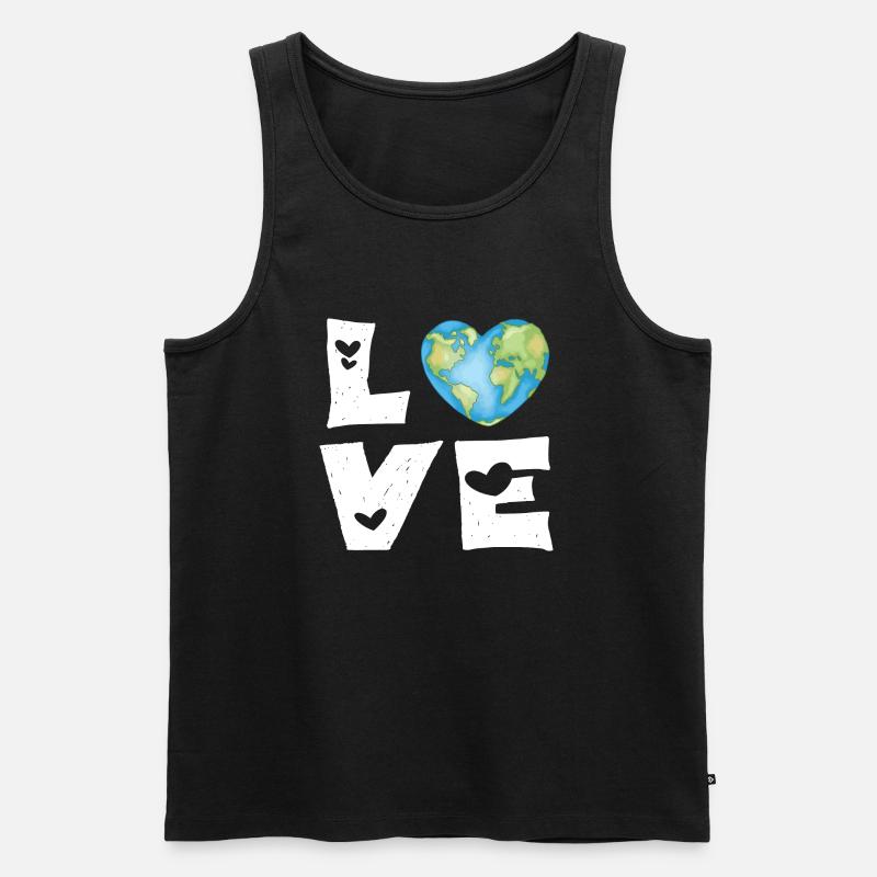 Liebe Erde Herz - Männer Premium Bio Tank Top - Schwarz