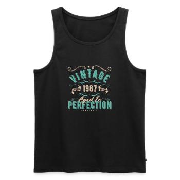 Vintage 1987 - 1987 Birthday Gift - Men's Premium Organic Tank Top - black - Front - AI Model Male 178 light (178cm)