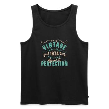 Vintage 1974 - 1974 Birthday Gift - Men's Premium Organic Tank Top - black - Front - Michal (187cm)