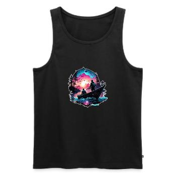Angler Siluette / angeln / Fisch / See / Sport - Männer Premium Bio Tank Top - Schwarz - Vorne - AI Model Male 178 light (178cm)
