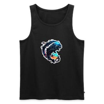 Angler Siluette / angeln / Fisch / See / Sport - Männer Premium Bio Tank Top - Schwarz - Vorne - AI Model Male 178 light (178cm)