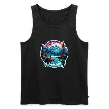 Angler Siluette / angeln / Fisch / See / Sport - Männer Premium Bio Tank Top - Schwarz - Vorne - AI Model Male 178 light (178cm)