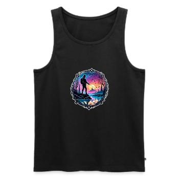 Angler Siluette / angeln / Fisch / See / Sport - Männer Premium Bio Tank Top - Schwarz - Vorne - AI Model Male 178 light (178cm)