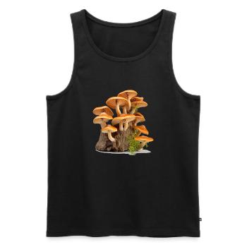 Pilze sammeln hat lange Tradition - Männer Premium Bio Tank Top - Schwarz - Vorne - AI Model Male 178 light (178cm)