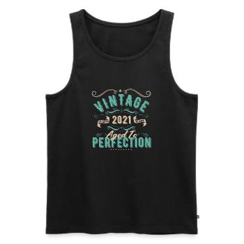 Jahrgang 2021-2021 Geburtstagsgeschenk - Männer Premium Bio Tank Top - Schwarz - Vorne - AI Model Male 178 light (178cm)