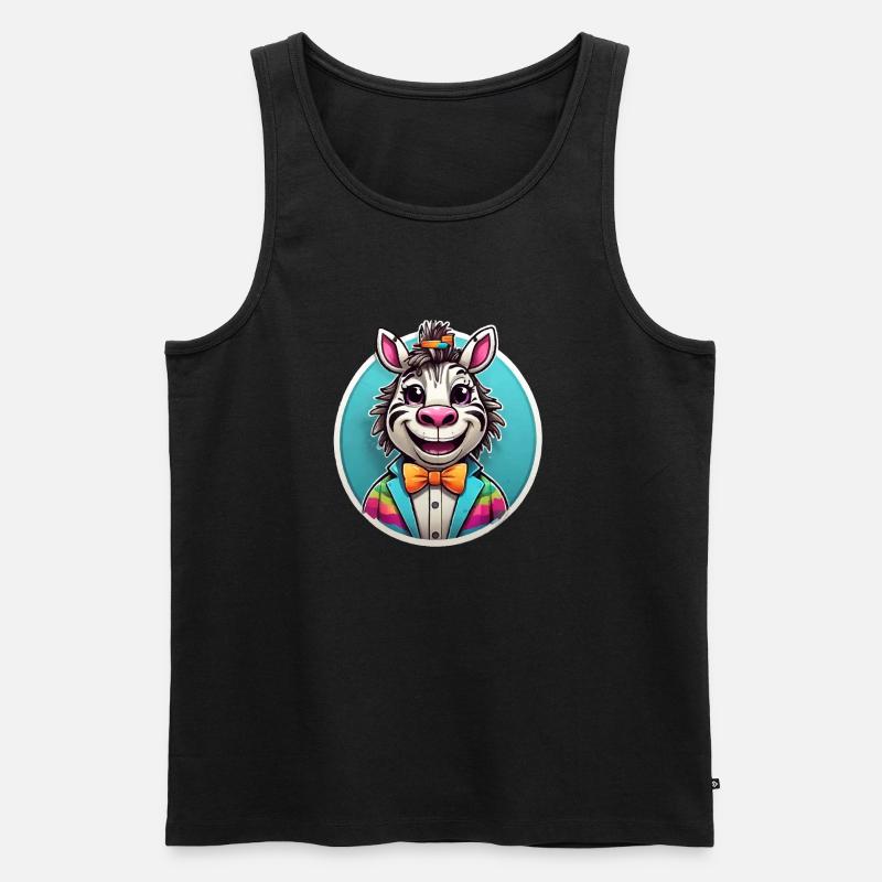 Lustiges Comic Zebra - Männer Premium Bio Tank Top - Schwarz