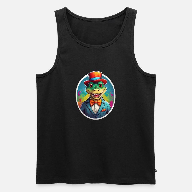 Lustiges Comic Krokodiel - Männer Premium Bio Tank Top - Schwarz