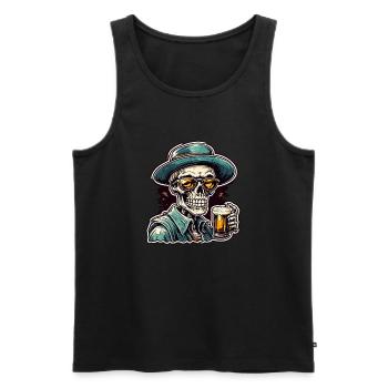 Skull / Totenkopf / Skelett / Gothic / Bier - Männer Premium Bio Tank Top - Schwarz - Vorne - Michal (187cm)