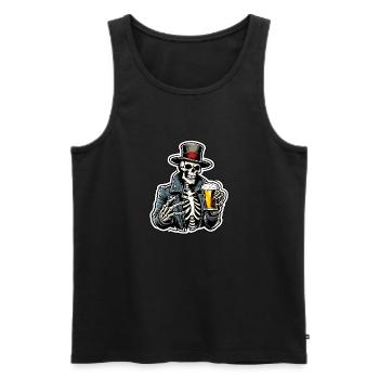 Skull / Totenkopf / Skelett / Gothic / Tattoo - Männer Premium Bio Tank Top - Schwarz - Vorne - Michal (187cm)