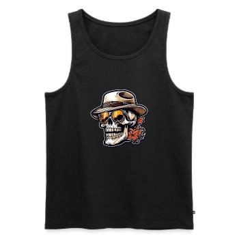 Crâne / Crâne / Squelette / Gothique / Tatouage - Débardeur bio Premium Homme - noir - Devant - Michal (187cm)