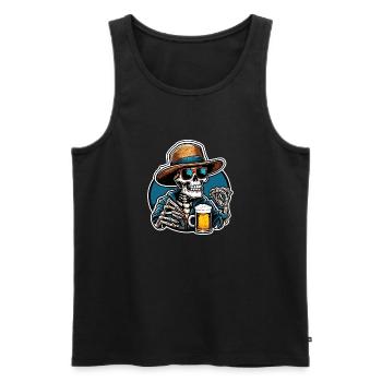 Skull / Totenkopf / Skelett / Gothic / Tattoo - Männer Premium Bio Tank Top - Schwarz - Vorne - Michal (187cm)
