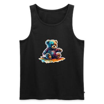 Astronaute / Espace / Animal / Ours / Vaisseau spatial - Débardeur bio Premium Homme - noir - Devant - Michal (187cm)