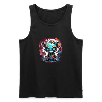 Astronaute / Espace / Animal / Ours / Vaisseau spatial - Débardeur bio Premium Homme - noir - Devant - Michal (187cm)