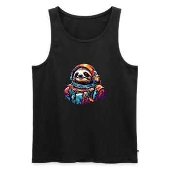 Astronaut / Weltall / Tier / Faultier / Raumschiff - Männer Premium Bio Tank Top - Schwarz - Vorne - AI Model Male 178 light (178cm)