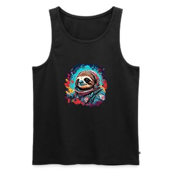 Astronaut / Weltall / Tier / Faultier / Raumschiff - Männer Premium Bio Tank Top - Schwarz - Vorne - AI Model Male 178 light (178cm)